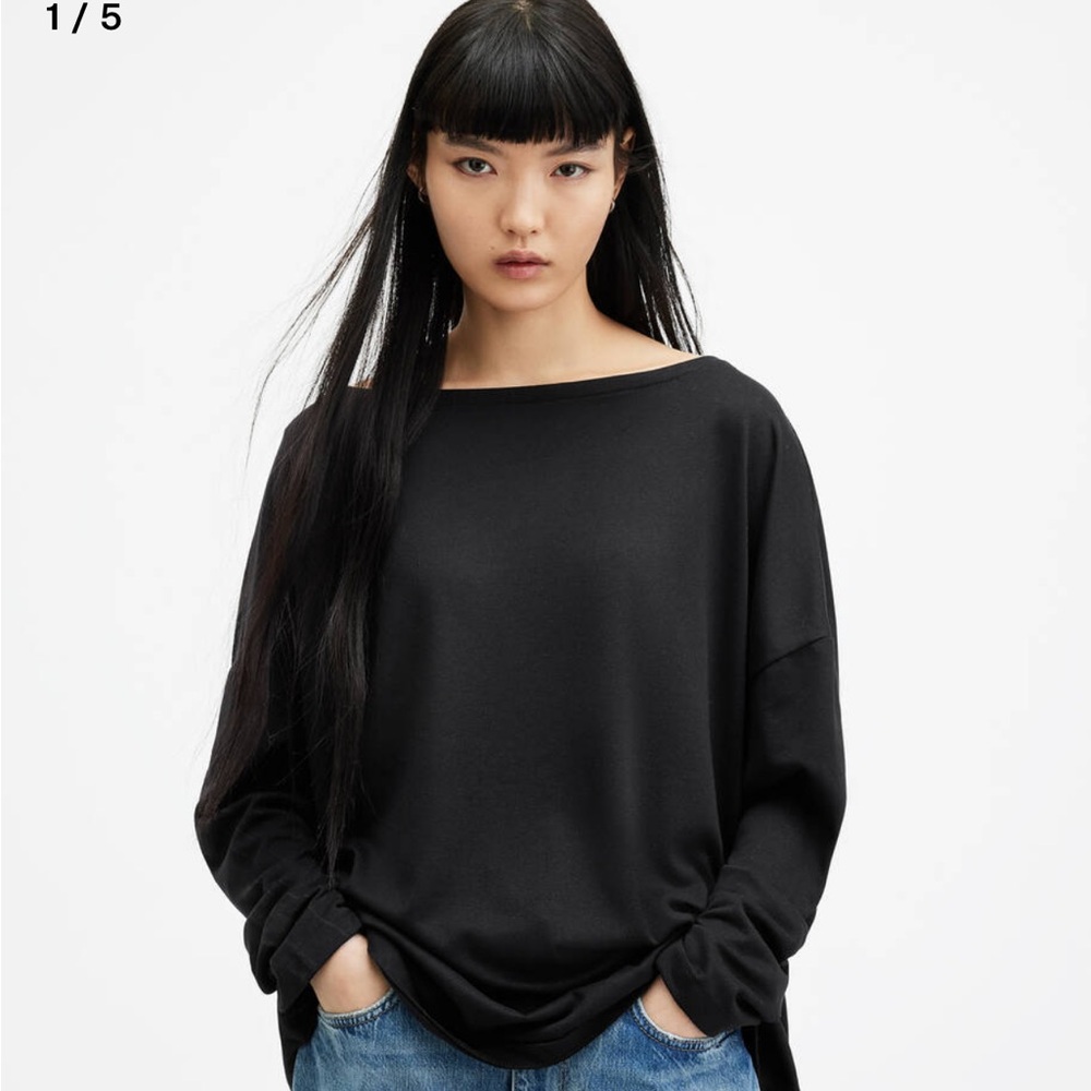 All Saints Black Rita Sweater Blouse